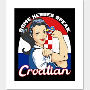 Croatian Girl Flag Vintage Art Posters and Art